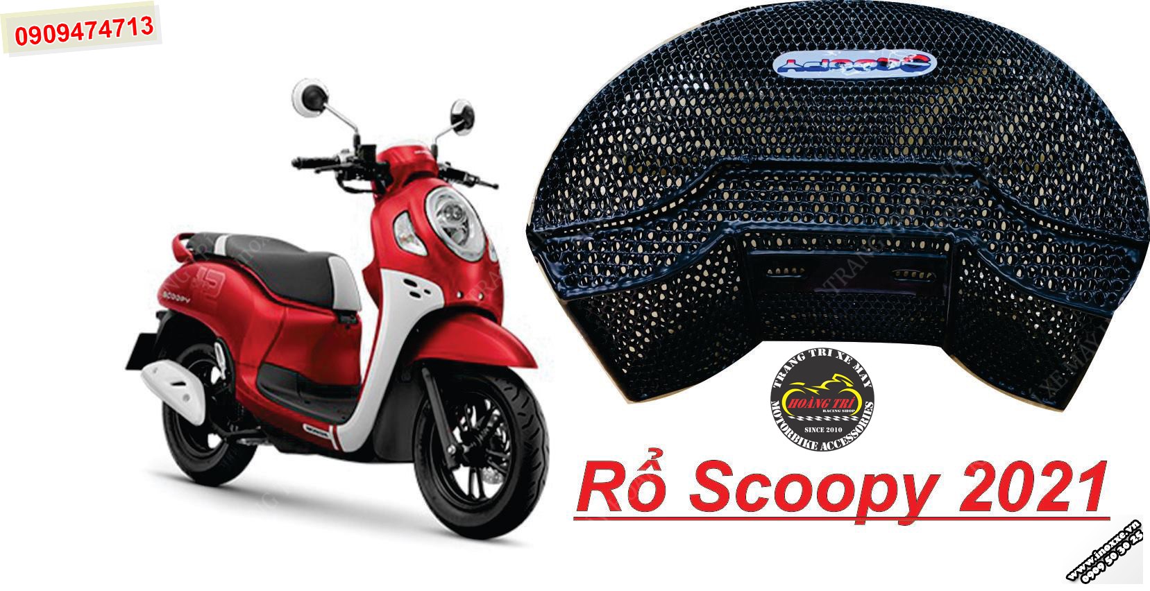 Rổ Scoopy 2021 màu đen có nắp đậy